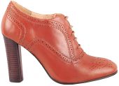 оксфорды на каблуке, коричневые оксфорды, рыжие ботильоны, туфли закрытые в ретро силе ботинки, женские оксфорды купить, стильные ботинки на шнуровке, ботинки кожаные рыже коричневые, ботинки на шнурках женские, широкий каблук, устойчивый каблук