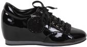 S.P.LION Черные лакированные ботинки в спортивном стиле на шнуровке со стразами